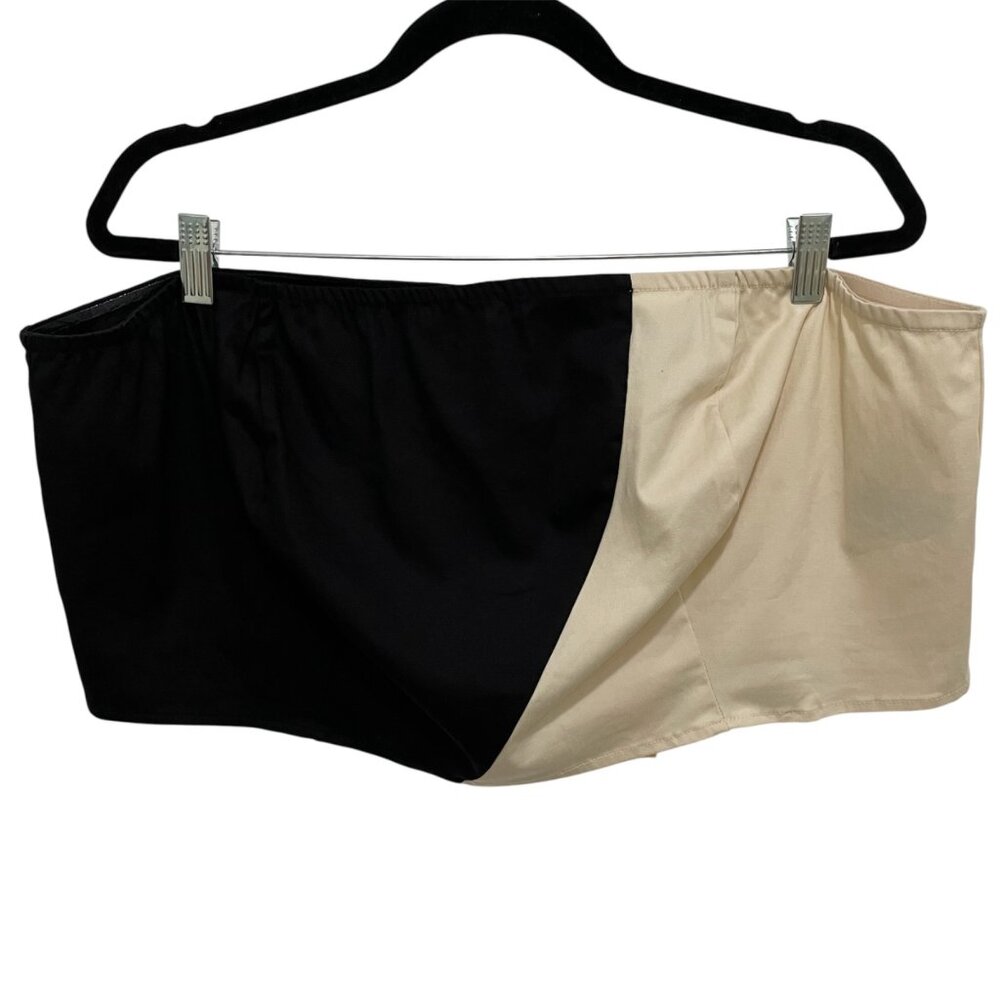 GabiFresh Colorblock Bandeau Crop Top Womens 2X Strapless Fitted Casual Festival